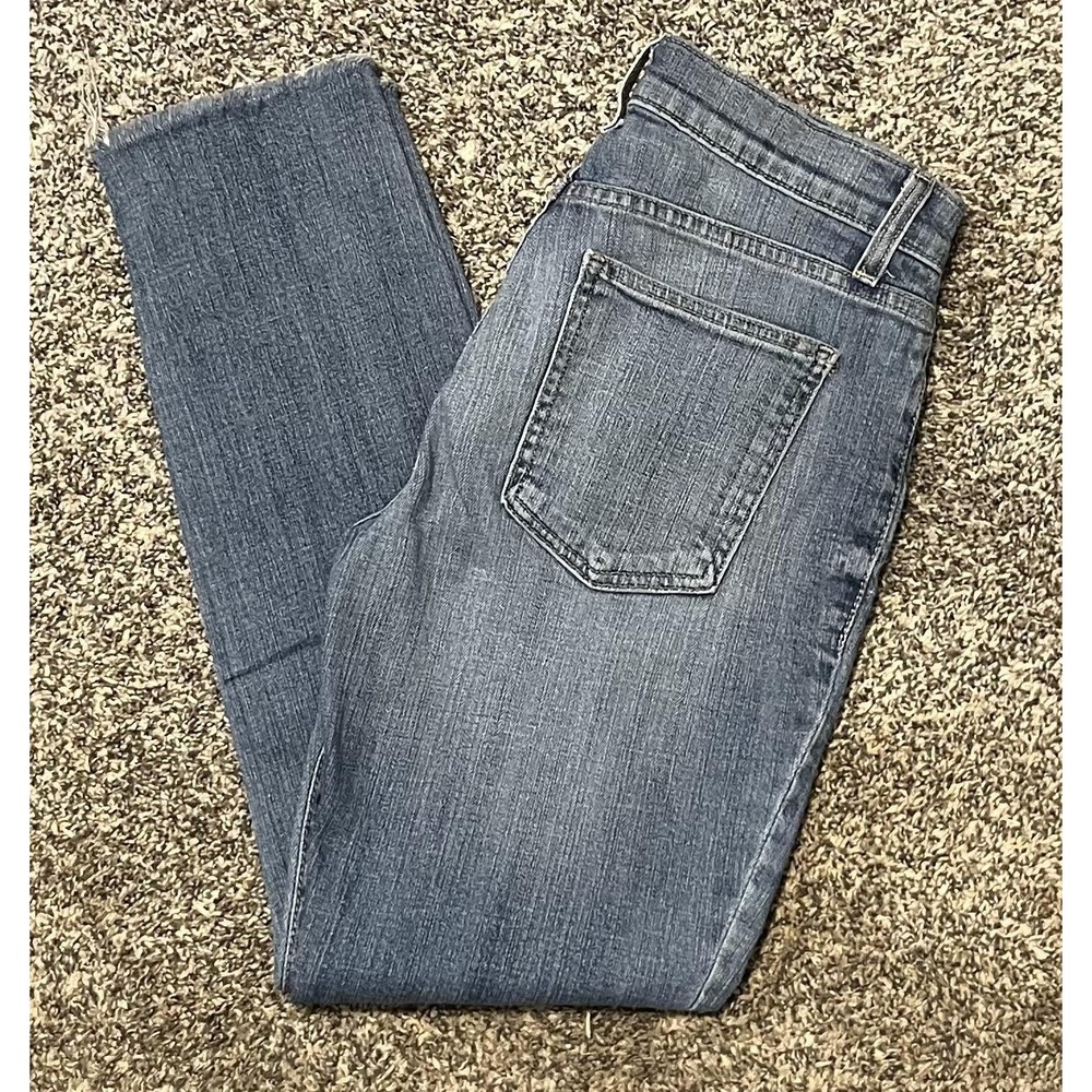 Pistola Jeans Womens 27 Blue Medium Wash Straight Distressed Raw Hem Ankle Denim